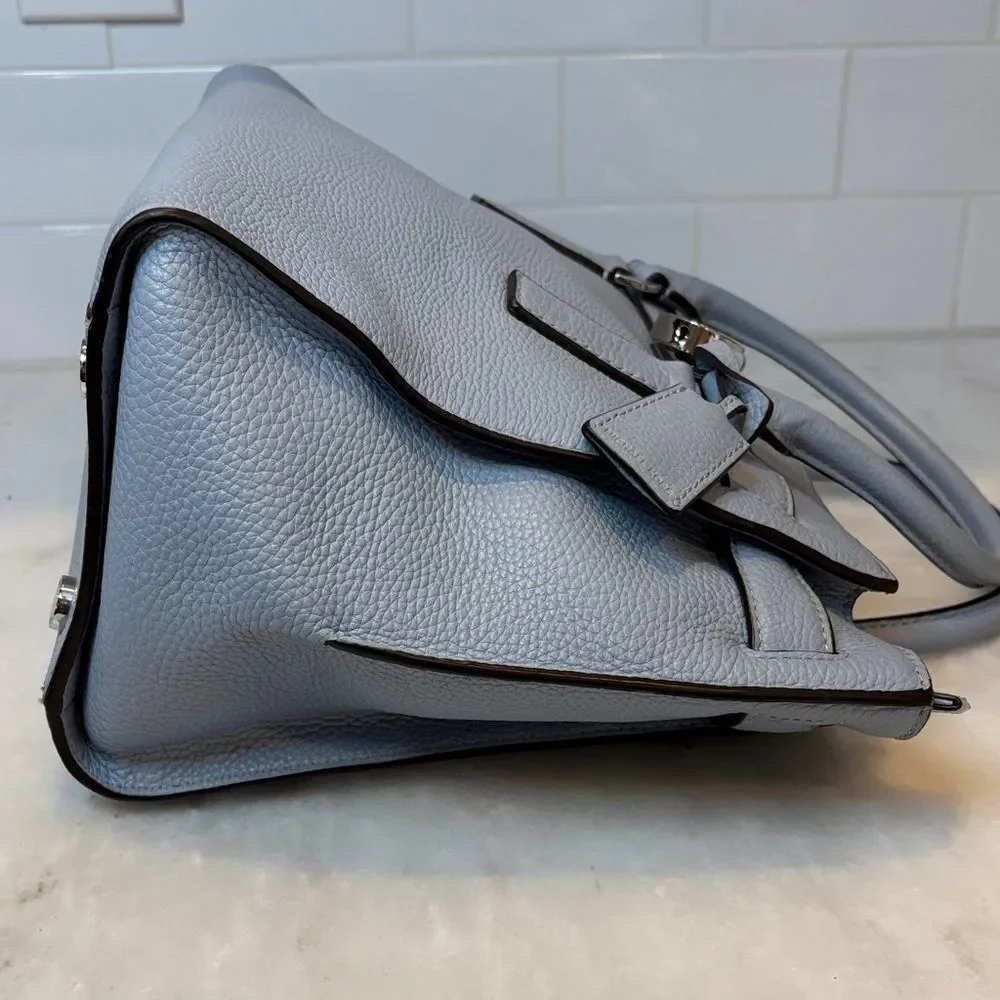 Michael Kors Bag Purse Handbag Leather Hamilton Blue Pebbled Convertible Satchel